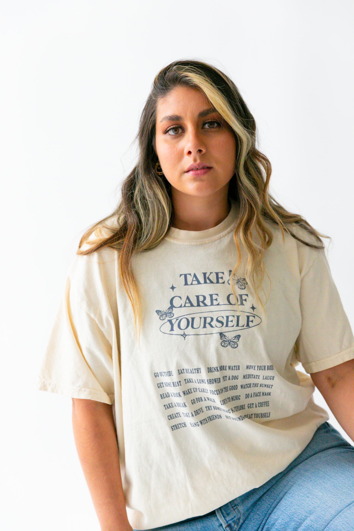 healthy mental health, inspire, spread positivity , happy face, quotes on back. good vibes, I am enough, I am loved, I am kind, mental health, love your self shirt,